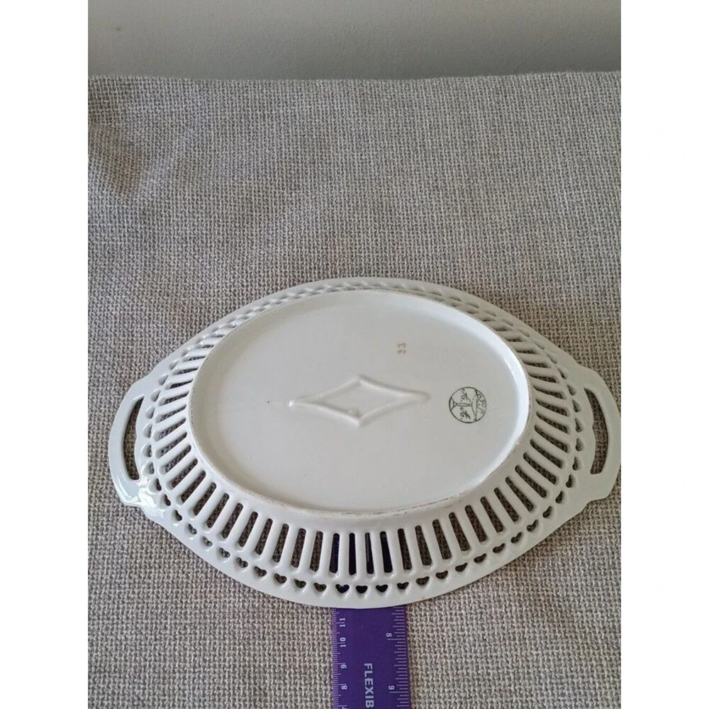 Decorative Floral Porcelain Handled Dish - White with Pastel Floral Center